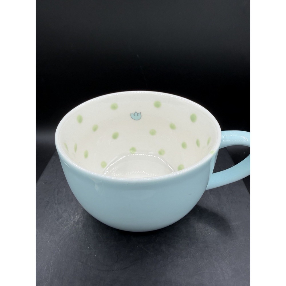 ☕️💙 Starbucks 2005 Polka Dot Series – Light Blue with Pastel Green Dots 💚☕️